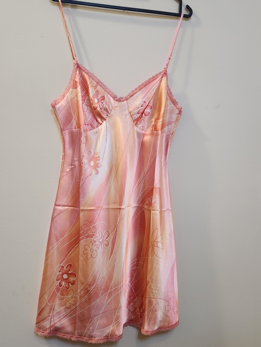 Intimo Pink & Peach Floral Satin Chemise
